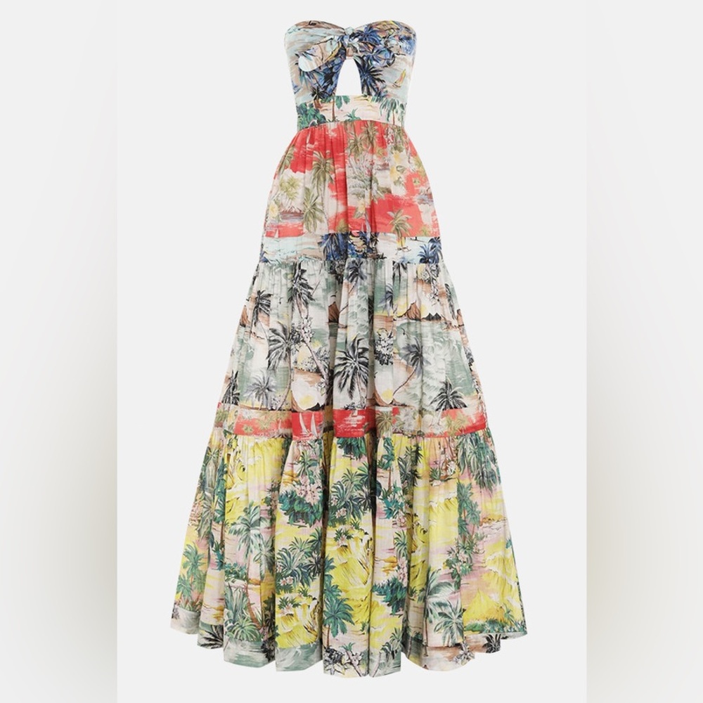 ❌SOLD❌ Zimmermann Juliette Tie Front Maxi Dress Spliced - Picture 1 of 11